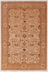 handmade Traditional Kafkaz Tan Gold Hand Knotted RECTANGLE 100% WOOL area rug 5 x 7